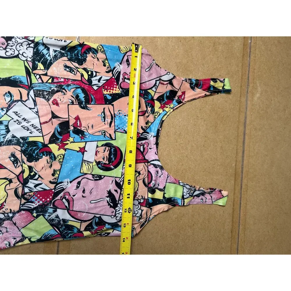 Vintage Y2K Wet Seal Superhero comic book body con dress. Size s